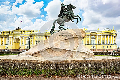 Senate building and a monument to Peter I the Great. Saint Petersburg. Russia Editorial Stock Photo