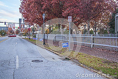 Senate election signs near a voting location downton Jon Ossoff Editorial Stock Photo