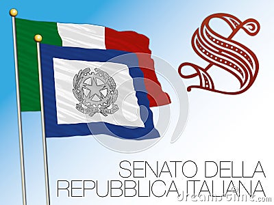 Senate flag and logo, Italy Vector Illustration