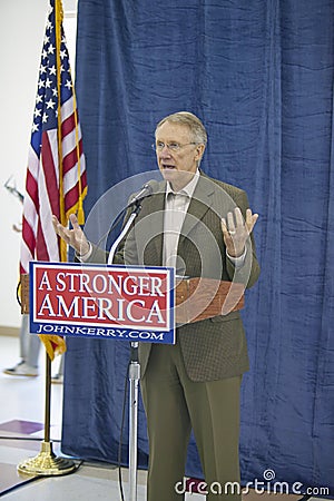 Senator Harry Reid speaking at the Ralph Cadwallader Middle School, Las Vegas, NV Editorial Stock Photo
