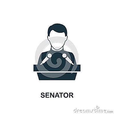 Senator icon. Monochrome style design from professions icon collection. UI. Pixel perfect simple pictogram senator icon. Web desig Stock Photo