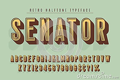 Senator trendy vintage display font design, alphabet Vector Illustration