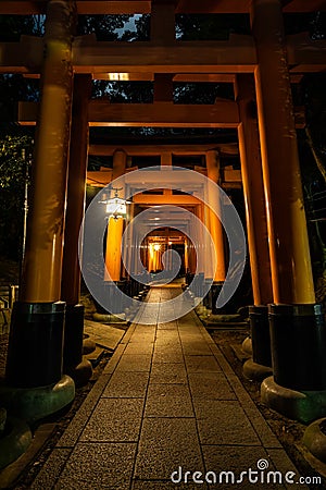 The Senbon Torii, Thousands Torii Gate, at Fushimi Inari Taisha Shinto shrine Stock Photo