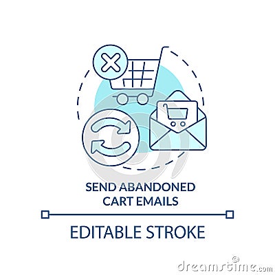 Send abandoned cart emails turquoise concept icon Vector Illustration