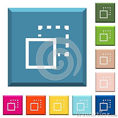 Send element to back white icons on edged square buttons Stock Photo