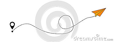Send line web symbol of air plane flight route with start point and dash line trace isolated on white background Vector Illustration