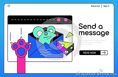 Send a message - colorful flat design style banner Vector Illustration