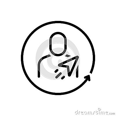 Black line icon for Sender, contributor and message Vector Illustration