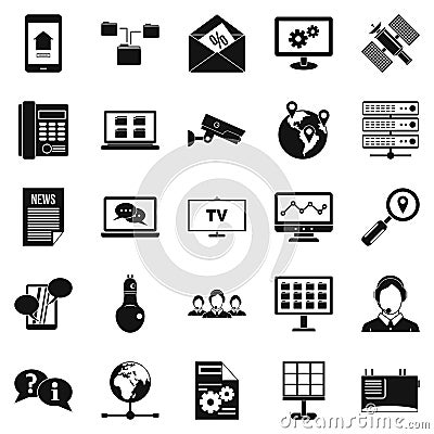 Sending data icons set, simple style Vector Illustration