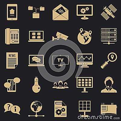 Sending data icons set, simple style Vector Illustration