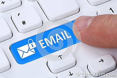 Sending encrypted E-Mail email protection secure mail via intern Stock Photo