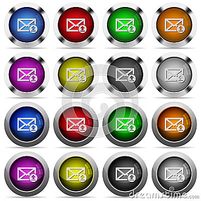 Sending mail glossy button set Stock Photo