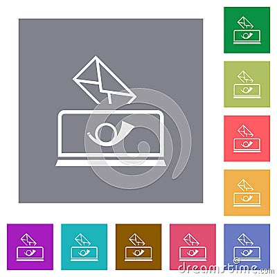 Sending mail outline square flat icons Vector Illustration