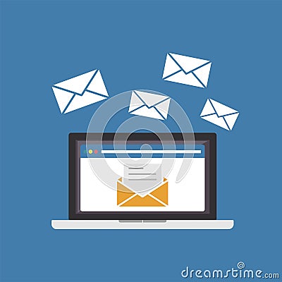 Sending or receiving email. Email marketing Vector Illustration