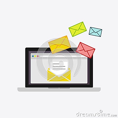 Sending or receiving email. Reading new messages. Email illustration. Email marketing Vector Illustration