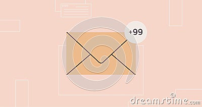 Sending or receiving letters email inbox message notification and new unread mail. Vector Illustration