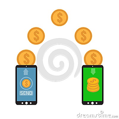 Sending and receiving money. Send money wireless. Vector illustration Vector Illustration