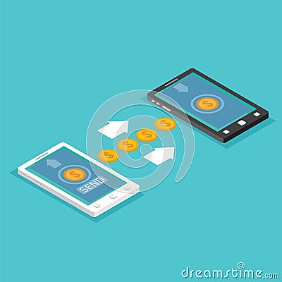 Sending and receiving money. Send money wireless. Vector illustration Vector Illustration