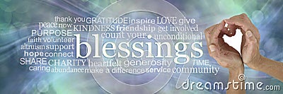 Sending you my heart felt Blessings Word Cloud Stock Photo