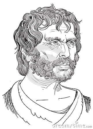 Seneca portrait in line art illustration Vector Illustration