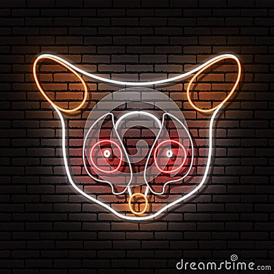 The Senegal bushbaby, Galago senegalensis, the head of an animal in the form of a neon sign. Vector Illustration