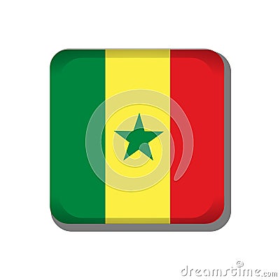 Senegal flag button icon isolated on white background Vector Illustration