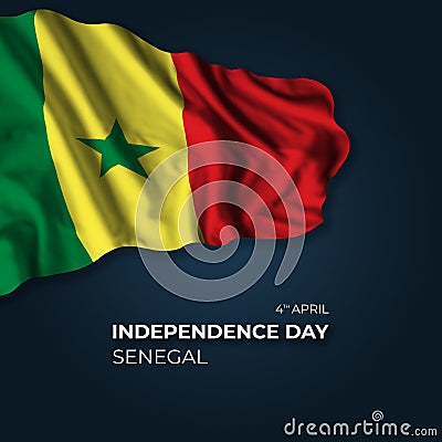Senegal independence day greetings card with flag Stock Photo