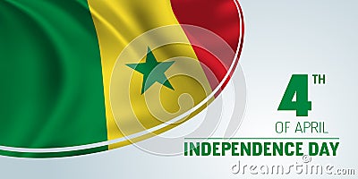 Senegal independence day vector banner, greeting card. Vector Illustration