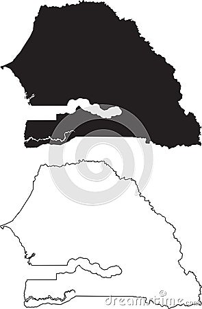 Senegal Map. Black silhouette country map isolated on white background. Black outline on white background. Vector based Vector Illustration