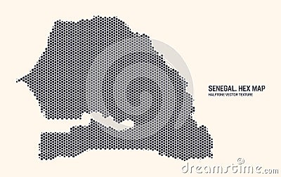 Senegal Map Vector Hexagonal Half Tone Pattern Isolated On Light Background Vector Illustration