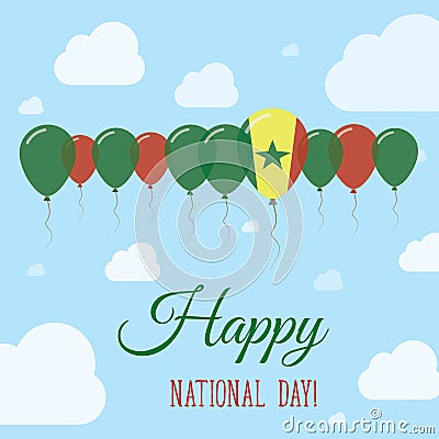 Senegal National Day Flat Patriotic Poster. Vector Illustration