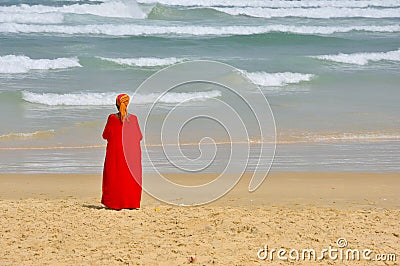 Senegal postcard view with women and ocean Editorial Stock Photo