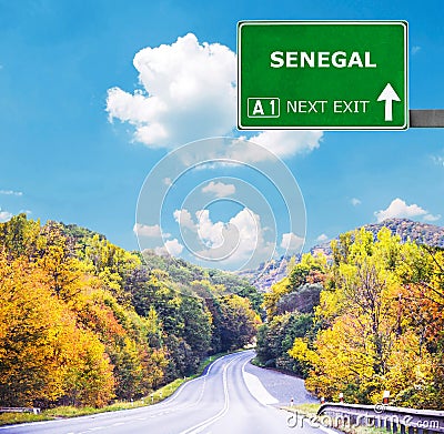 SENEGAL road sign against clear blue sky Stock Photo