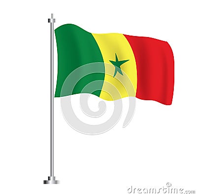 Senegalese Flag. Isolated Wave Flag of Senegal Country Stock Photo