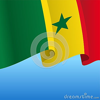 Senegalese flag wavy abstract background. Vector illustration. Vector Illustration