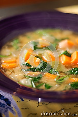 Senegalese Peanut Stew with Spinach & Sweet Potato Stock Photo