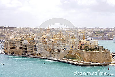 Senglea fortified city seen from the Upper Barrakka Gardens, Three cities, Malta Stock Photo