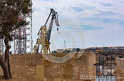 Giraffe Crane at Palumbo shipyards in Cospicua Editorial Stock Photo