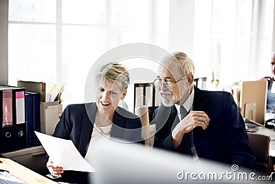 Senior Adult Business People Discussion Marketing Plan Concept Stock Photo