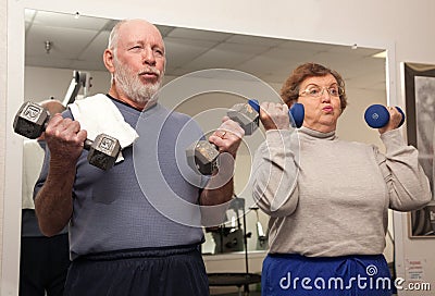 Senior Adult Couple Working Out Stock Photo