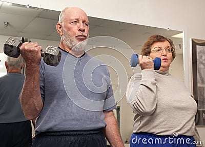 Senior Adult Couple Working Out Stock Photo