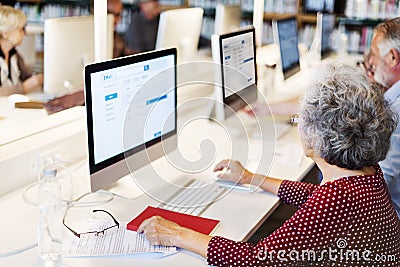 Senior Adult Internet Learning Technology Concept Stock Photo