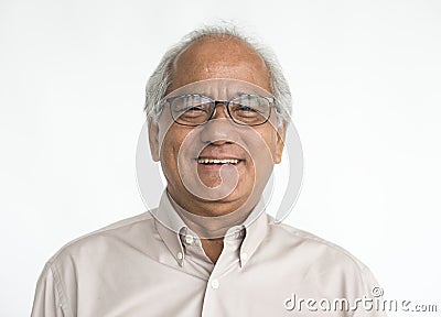 Senior Adult Smiling Cheerful Studio Portrait Concept Stock Photo