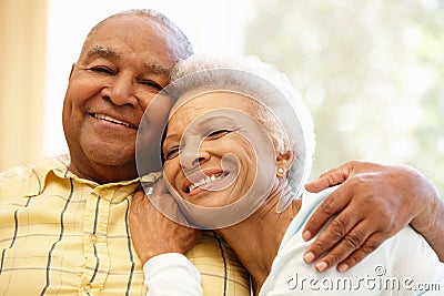 Senior African American couple at home Stock Photo