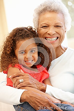 Senior African American woman and granddaughter Stock Photo