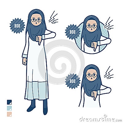 A senior arabic woman with Booing images Vector Illustration