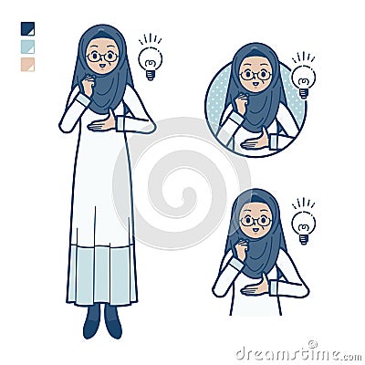 A senior arabic woman with came up with images Vector Illustration