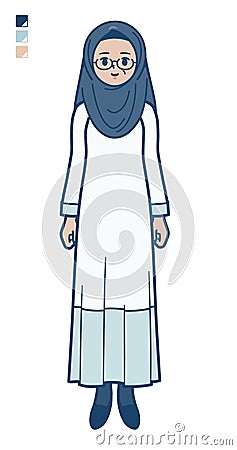 A senior arabic woman with full length image Vector Illustration