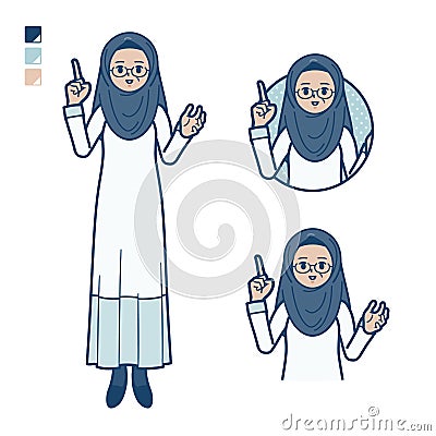 A senior arabic woman with speaking images Vector Illustration