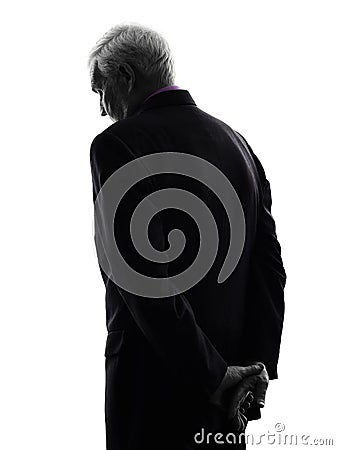 Senior business man sad rear view silhouette Stock Photo